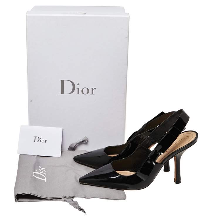 Pre Owned Dior Black Patent Leather Sweet-D Slingback Sandals Size 37