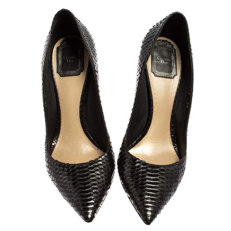 Pre Owned  Dior Black/Grey Python Cherie Pointed Toe Pumps Size 39