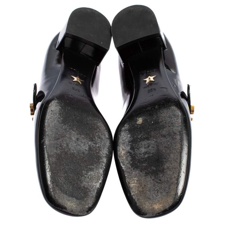 Pre Owned Dior Black Patent Leather Baby D Mary Jane Pumps Size 35.5 