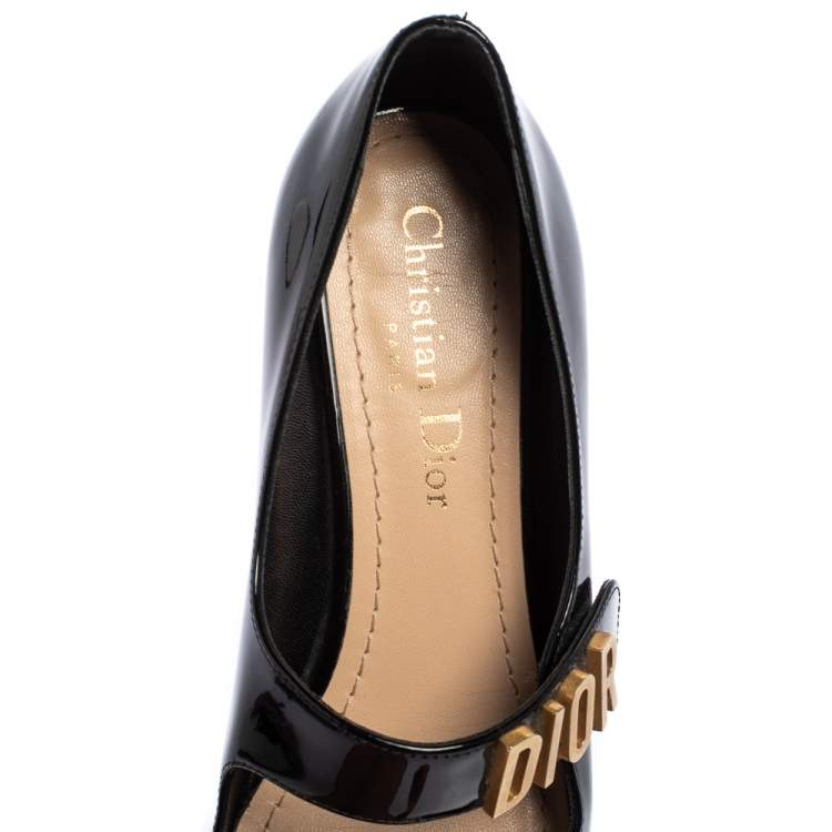 Pre Owned Dior Black Patent Leather Baby D Mary Jane Pumps Size 35.5 