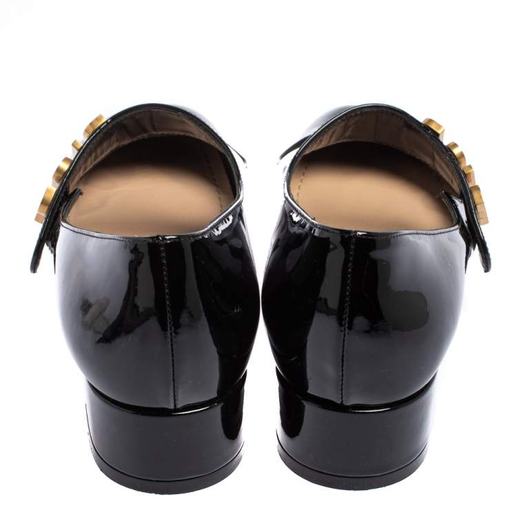 Pre Owned Dior Black Patent Leather Baby D Mary Jane Pumps Size 35.5 