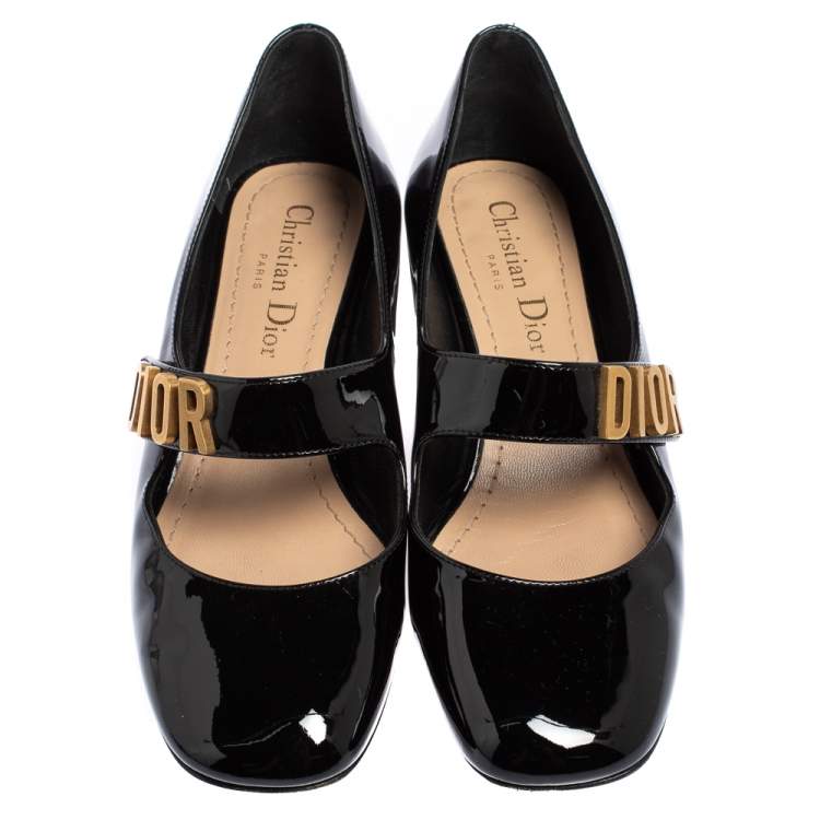 Pre Owned Dior Black Patent Leather Baby D Mary Jane Pumps Size 35.5 