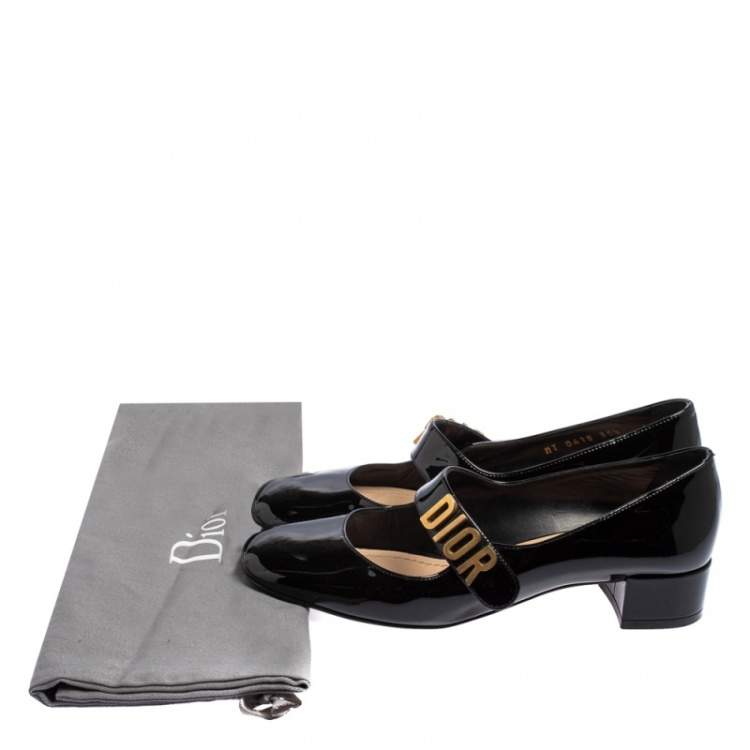 Pre Owned Dior Black Patent Leather Baby D Mary Jane Pumps Size 35.5 