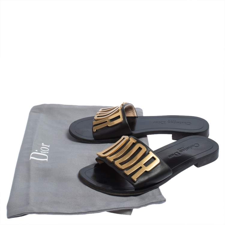 Pre Owned Dior Black Leather Evolution Slipper Sandals Size 36