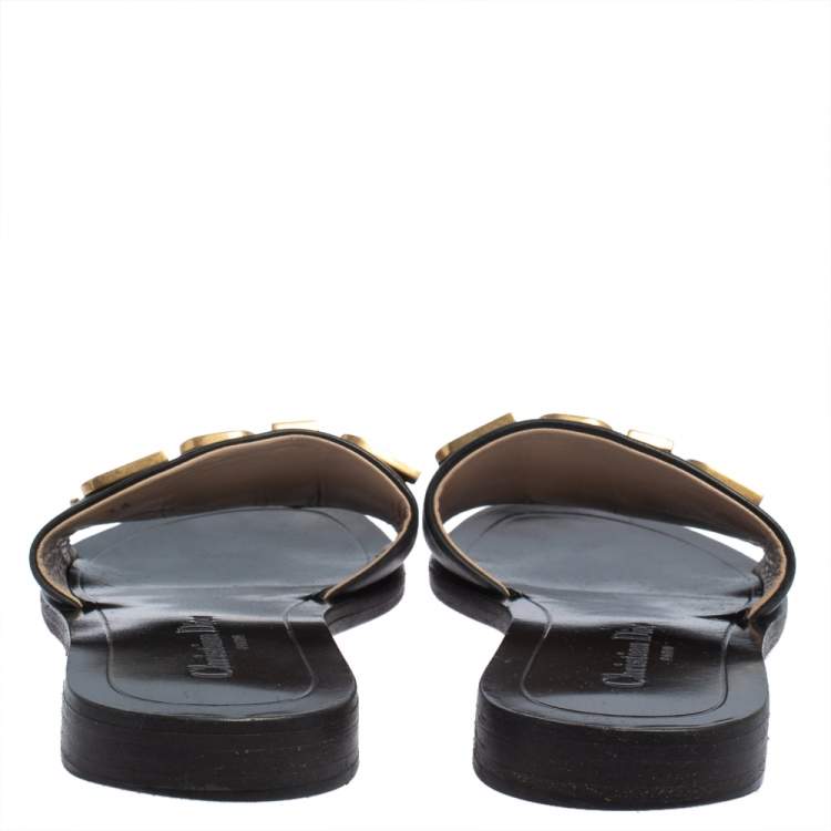 Pre Owned Dior Black Leather Evolution Slipper Sandals Size 36