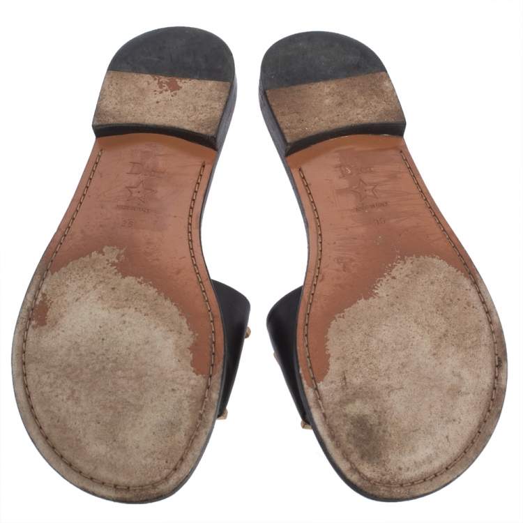 Pre Owned Dior Black Leather Evolution Slipper Sandals Size 36