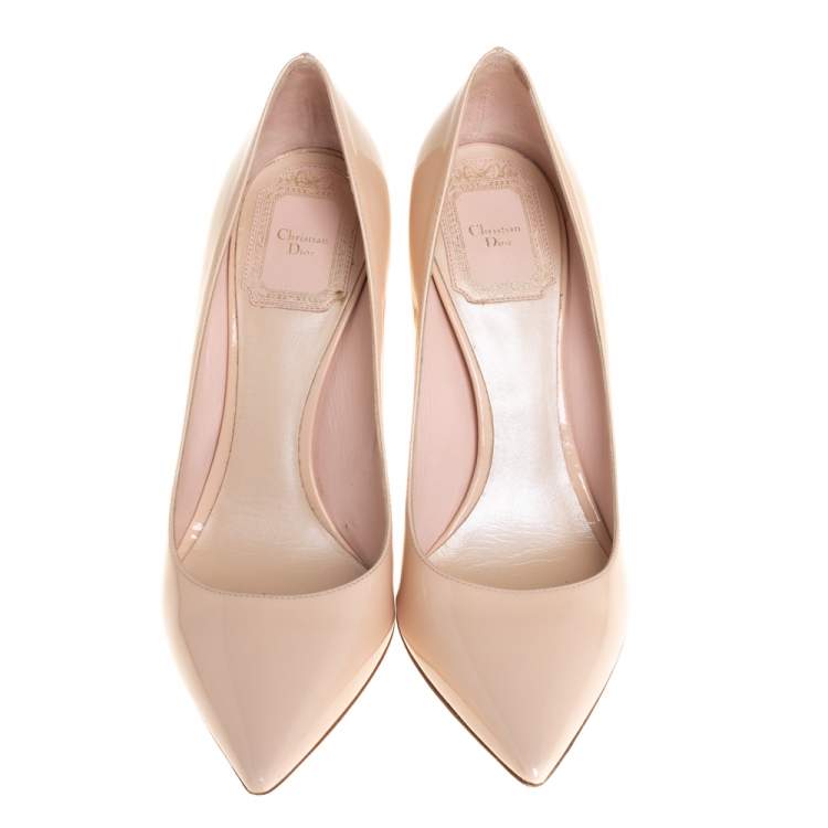 Pre Owned Dior Beige Patent Leather  Pointed Toe  Pumps Size 36