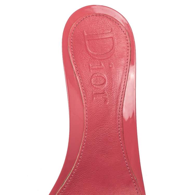 Pre Owned Dior Pink/White Canvas And Leather Logo Embellished Slide Sandals Size 40
