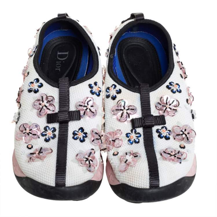 Pre Owned Dior White/Black Mesh Fusion Sneakers Size 36.5