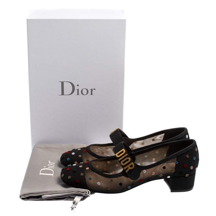 Pre Owned Dior Black Fabric And Mesh Baby-D Mary Jane Pumps Size 40