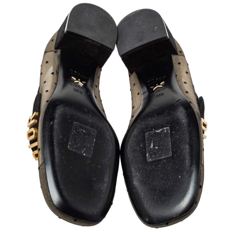Pre Owned Dior Black Mesh And Suede D Mary Jane Pumps Size 36.5