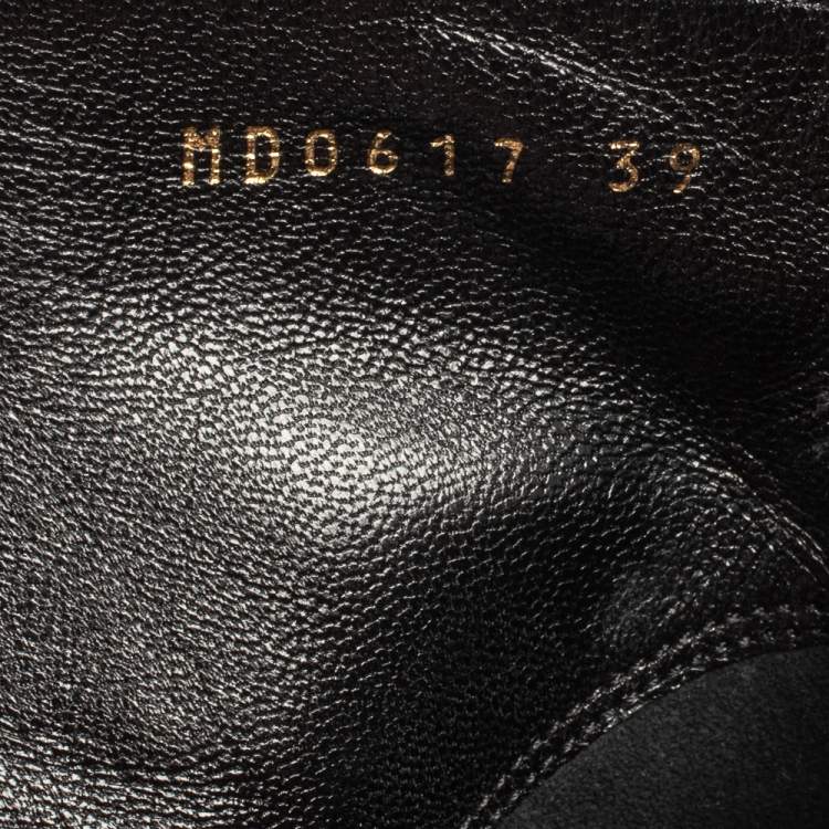 Pre Owned Dior Black Leather CD Logo Embellished Ankle Length Boots Size 39