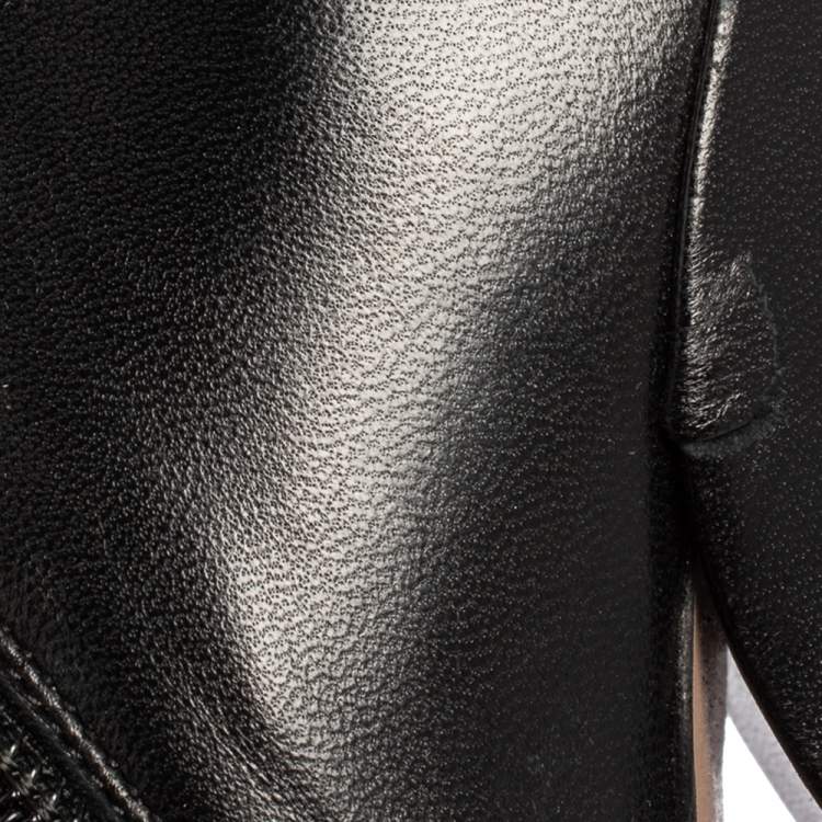 Pre Owned Dior Black Leather CD Logo Embellished Ankle Length Boots Size 39