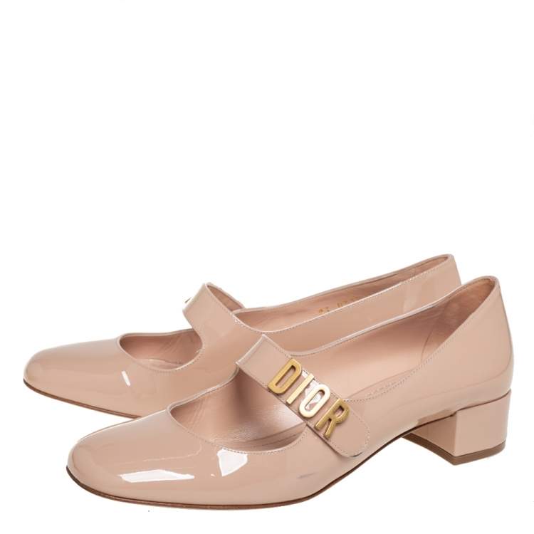 Pre Owned Dior Nude Patent Leather Baby-D Mary Jane Pumps Size 40