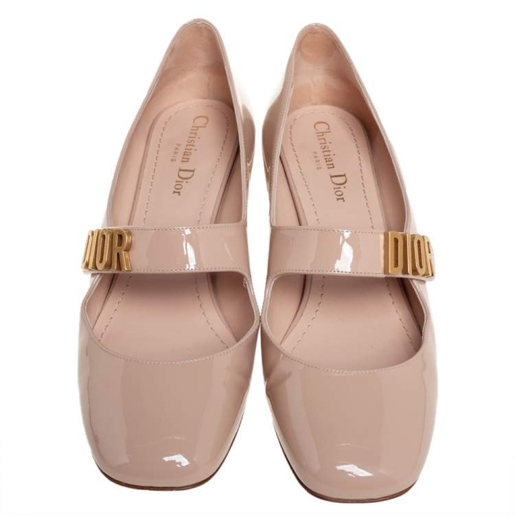 Pre Owned Dior Nude Patent Leather Baby-D Mary Jane Pumps Size 40