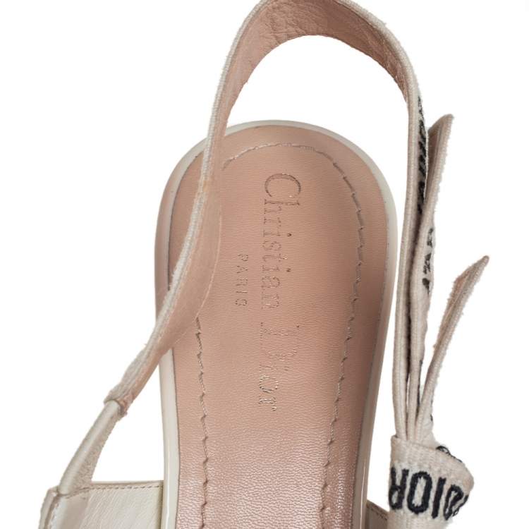Pre Owned Dior White Patent Leather J'Adior Slingback Pumps Size 39