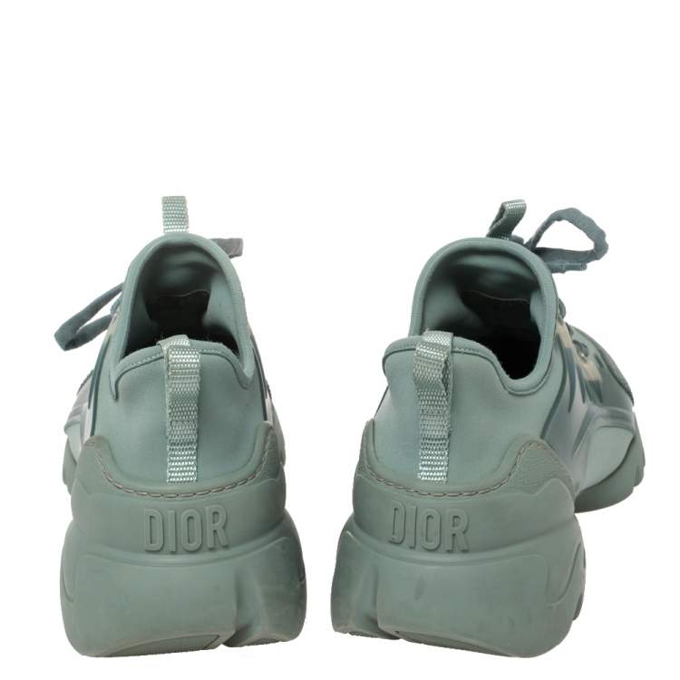 Pre Owned Dior Pale Green Neoprene And PVC D Connect Sneakers Size 39.5