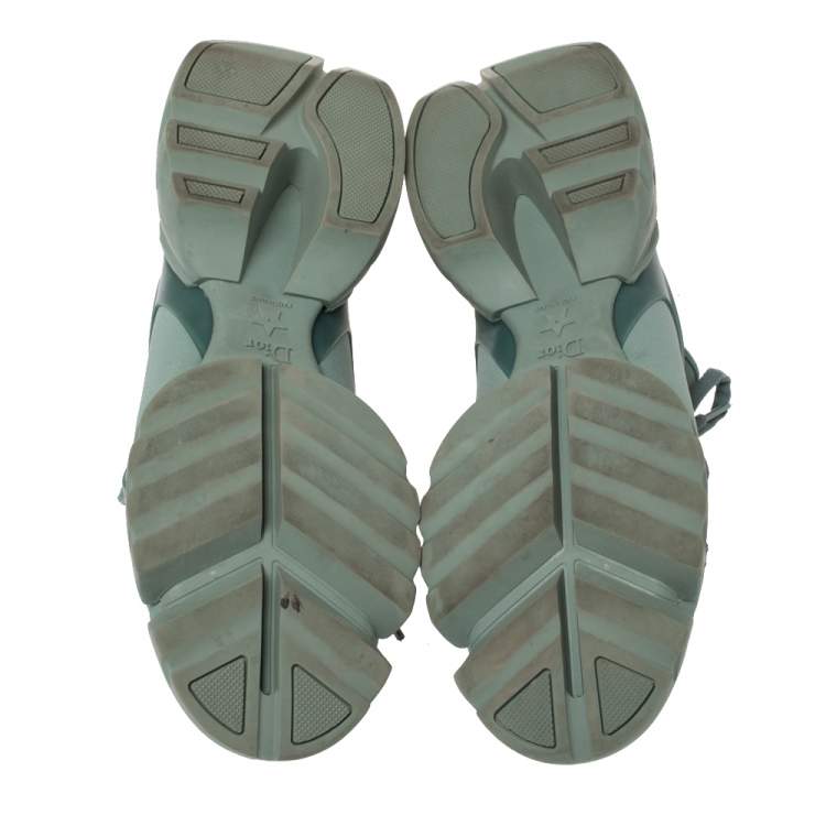 Pre Owned Dior Pale Green Neoprene And PVC D Connect Sneakers Size 39.5