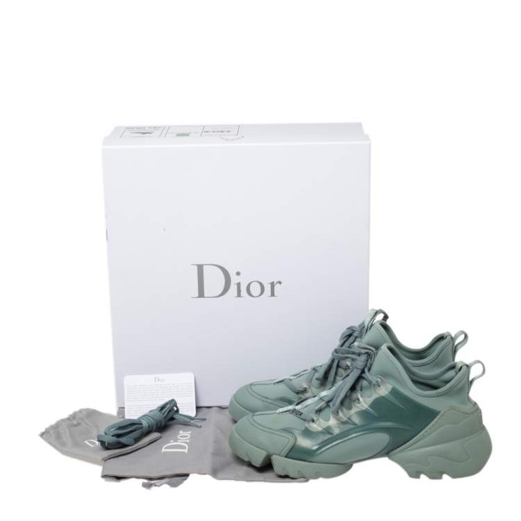 Pre Owned Dior Pale Green Neoprene And PVC D Connect Sneakers Size 39.5