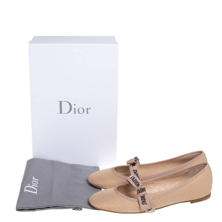 Pre Owned Dior Beige Technical Fabric Miss J' Adior Ballerina Flats Size 40