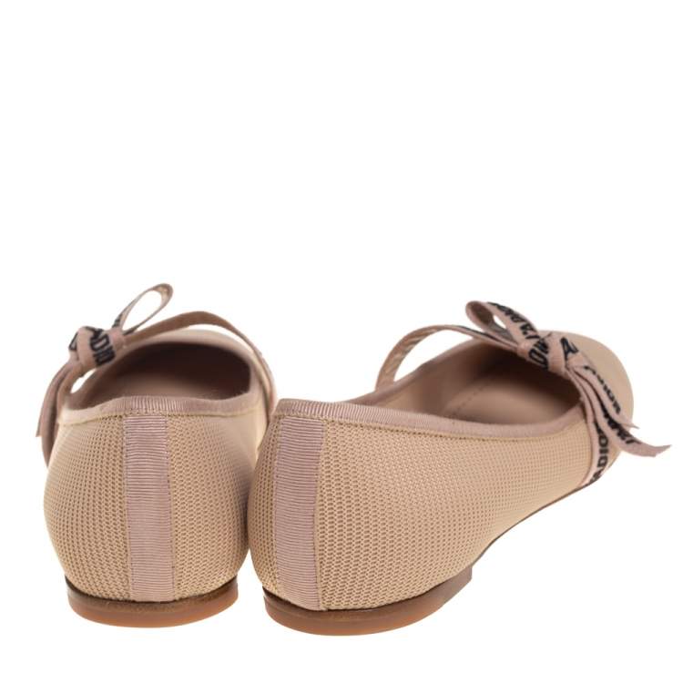 Pre Owned Dior Beige Technical Fabric Miss J' Adior Ballerina Flats Size 40