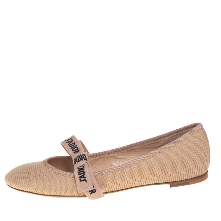 Pre Owned Dior Beige Technical Fabric Miss J' Adior Ballerina Flats Size 40
