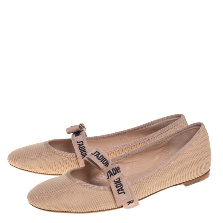 Pre Owned Dior Beige Technical Fabric Miss J' Adior Ballerina Flats Size 40