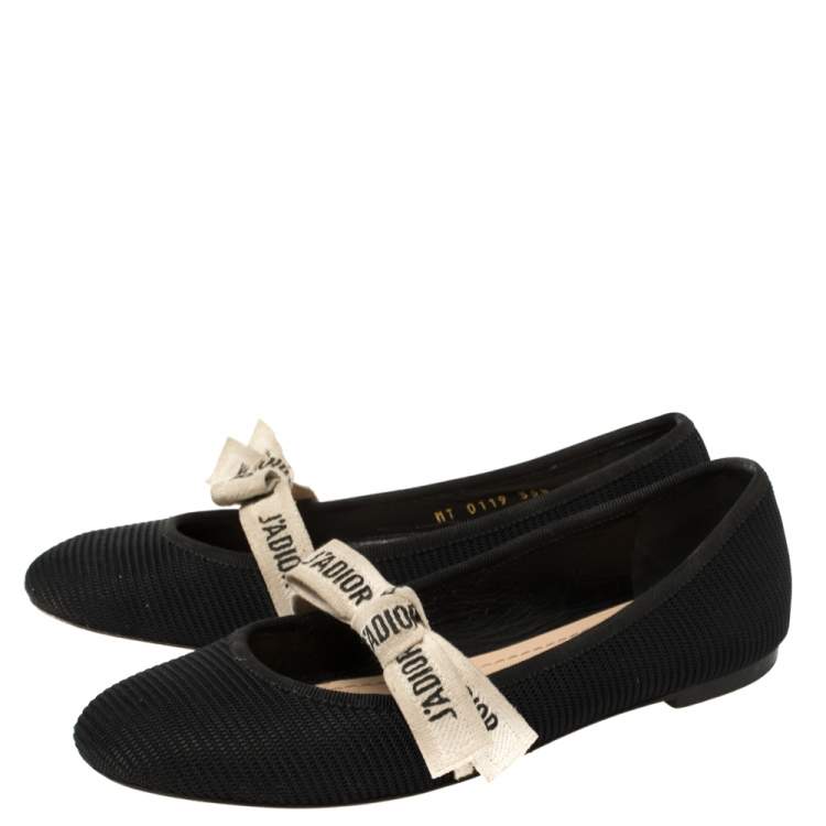 Pre Owned Dior Black Technical Fabric Miss J'Adior Ballerina Flats Size 35.5