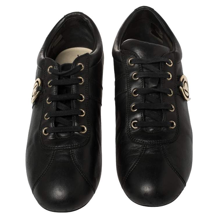 Pre Owned Dior Black Leather Low Top Sneakers Size 37