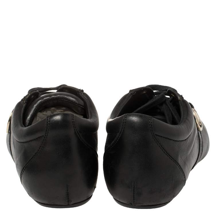 Pre Owned Dior Black Leather Low Top Sneakers Size 37