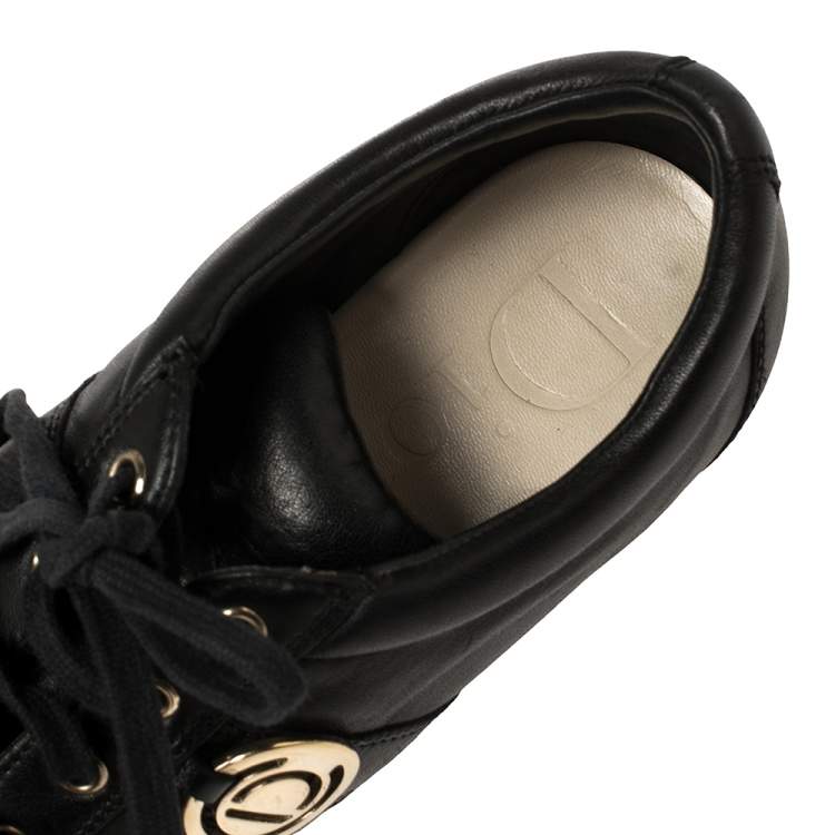 Pre Owned Dior Black Leather Low Top Sneakers Size 37