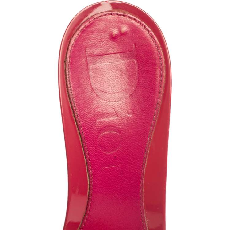 Pre Owned Dior Pink/Beige Leather And Canvas Mules Sandals Size 36.5