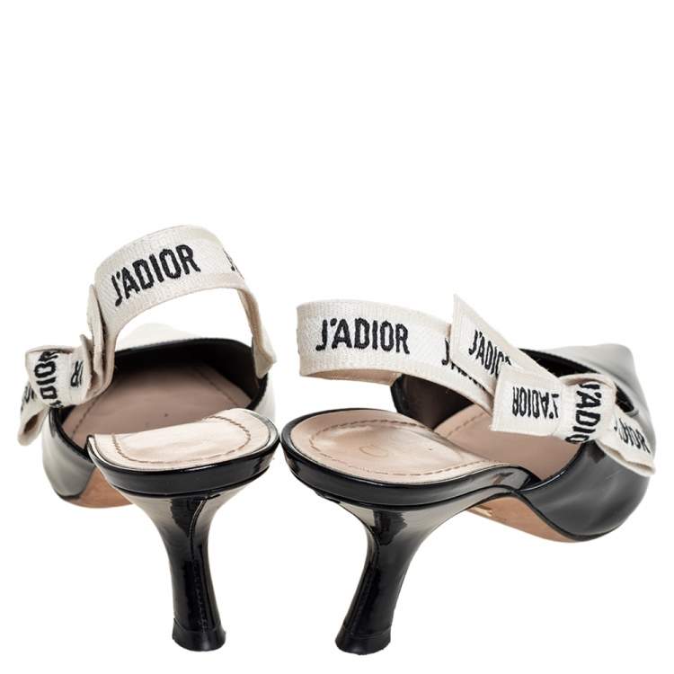Pre Owned Dior Black Patent Leather J'Adior Slingack Sandals Size 37.5