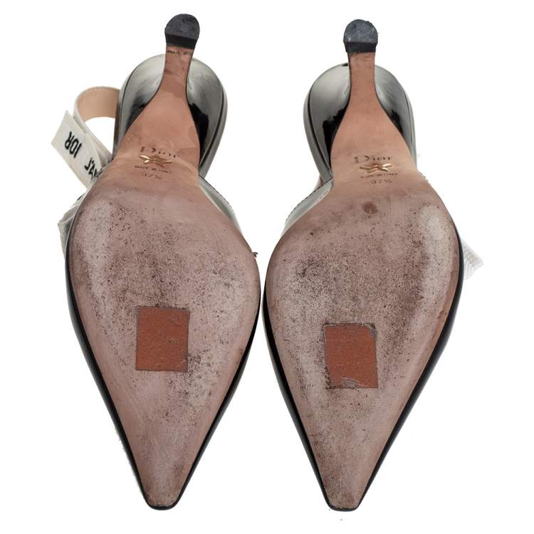 Pre Owned Dior Black Patent Leather J'Adior Slingack Sandals Size 37.5