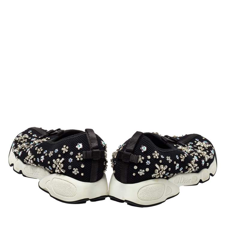 Pre Owned Dior Black Mesh Fusion Embellished Sneakers Size 38.5