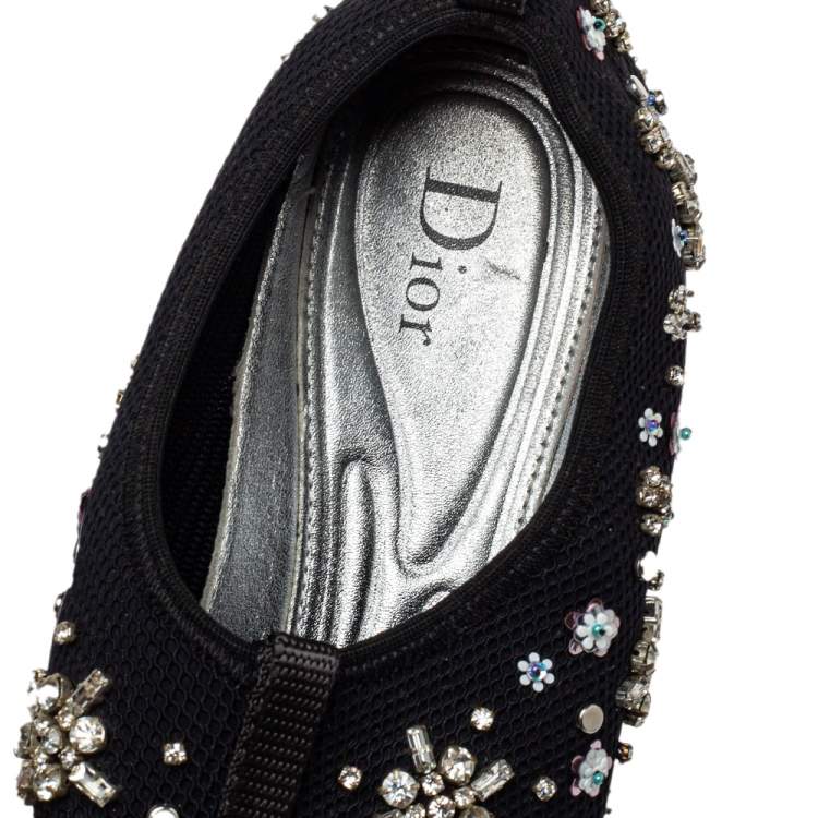Pre Owned Dior Black Mesh Fusion Embellished Sneakers Size 38.5