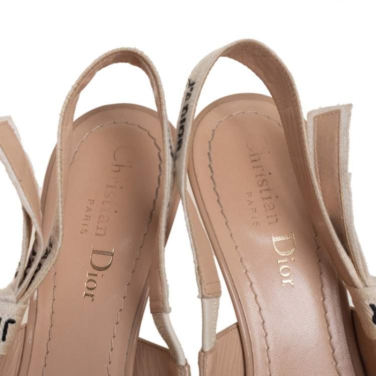 Pre Owned Dior Beige Patent Leather J'adior Slingback Sandals Size 37