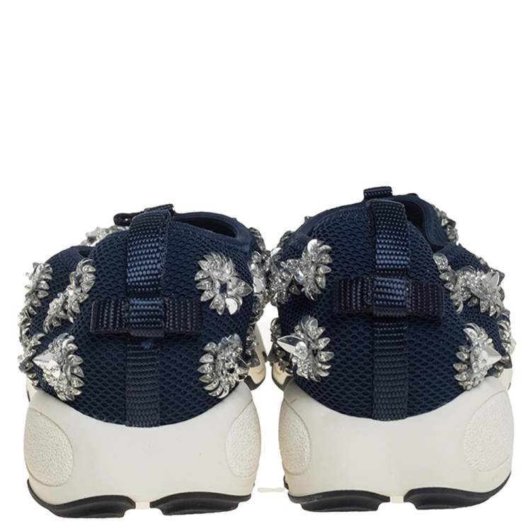 مملوكة مسبقًا Dior Blue Mesh Fusion Embellished Sneakers Size 38.5