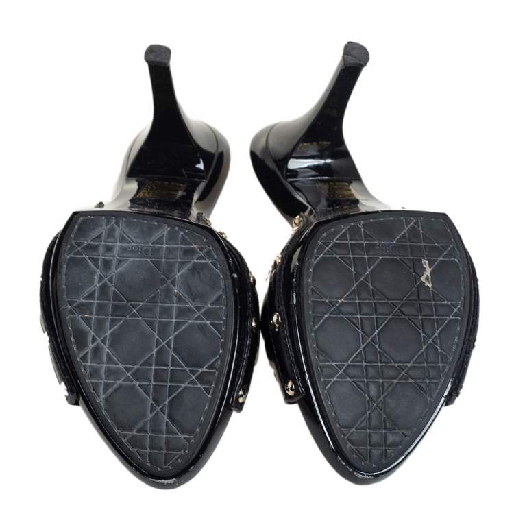 Pre Owned Dior Black Patent Leather Mule Sandals Size 40