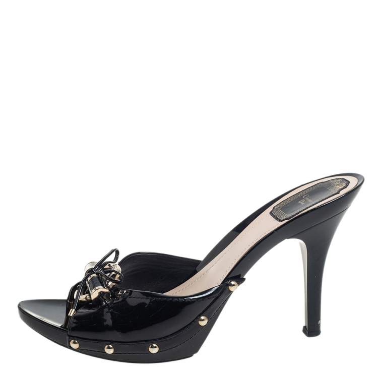 Pre Owned Dior Black Patent Leather Mule Sandals Size 40