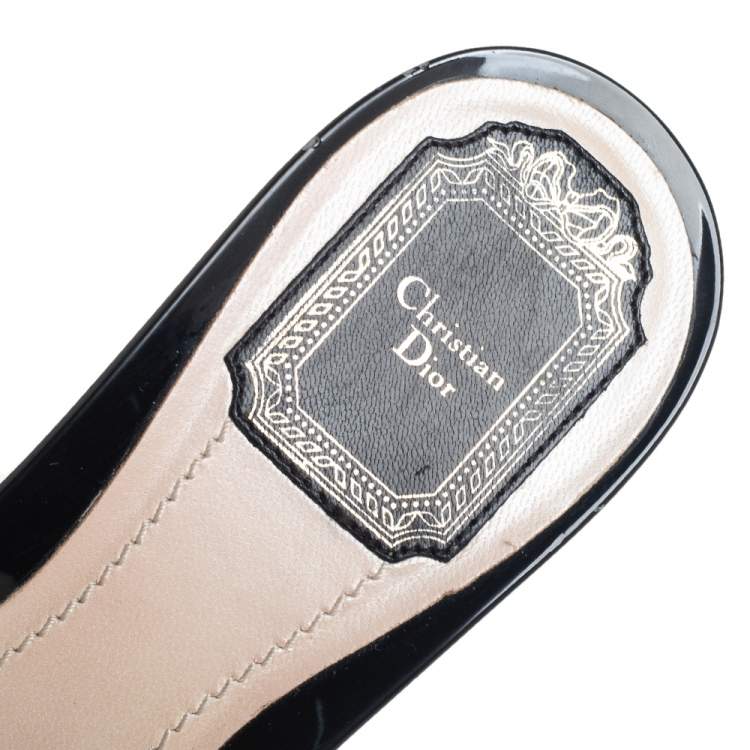 Pre Owned Dior Black Patent Leather Mule Sandals Size 40