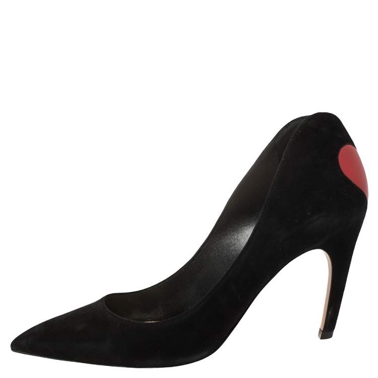 Pre Owned Dior Black Suede And Red Leather Amour Pumps Size 39