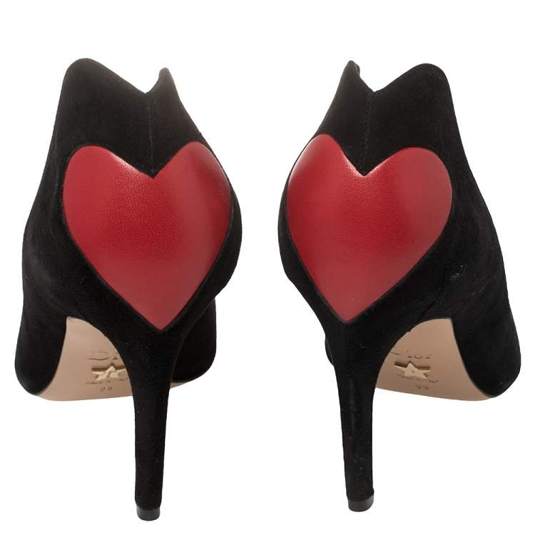 Pre Owned Dior Black Suede And Red Leather Amour Pumps Size 39