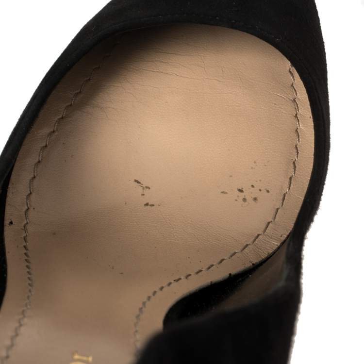 Pre Owned Dior Black Suede And Red Leather Amour Pumps Size 39