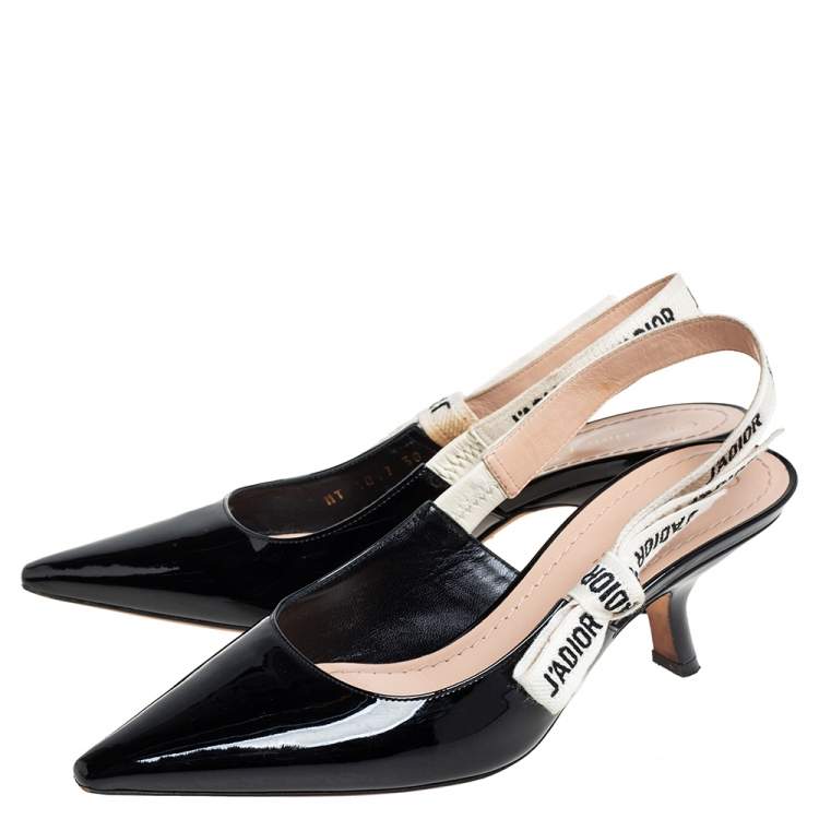 Pre Owned Dior Black Patent Leather J'Adior Slingback Sandals Size 38