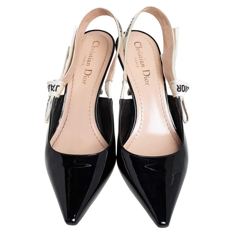 Pre Owned Dior Black Patent Leather J'Adior Slingback Sandals Size 38