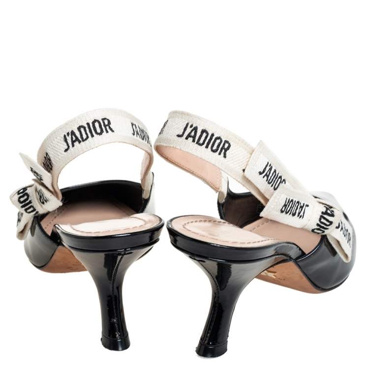Pre Owned Dior Black Patent Leather J'Adior Slingback Sandals Size 38