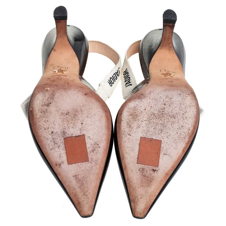 Pre Owned Dior Black Patent Leather J'Adior Slingback Sandals Size 38