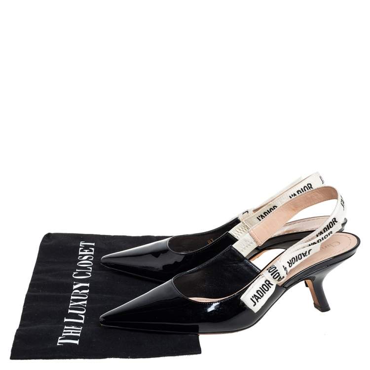 Pre Owned Dior Black Patent Leather J'Adior Slingback Sandals Size 38
