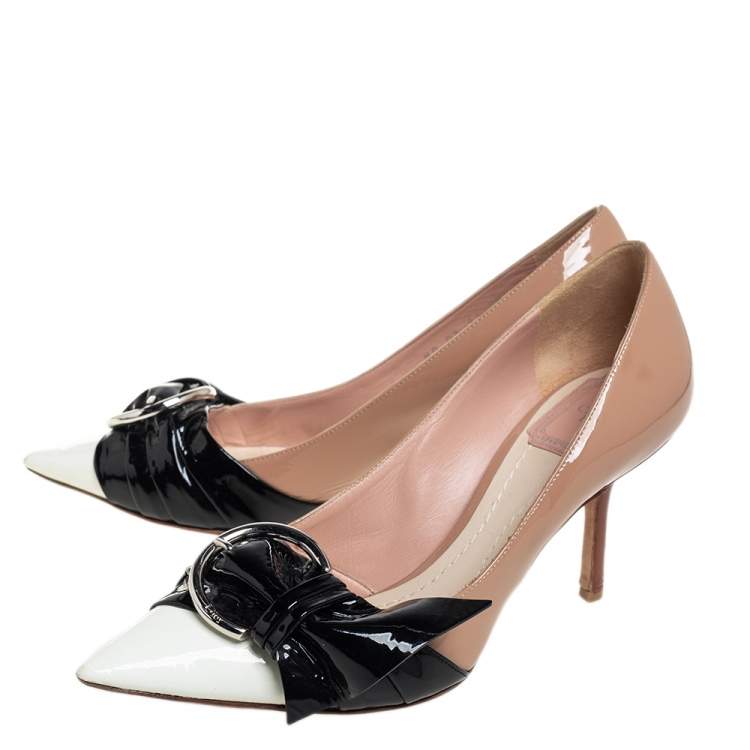 Pre Owned Dior Multicolor Patent Leather Buckle Pointed Toe Pumps Size 38